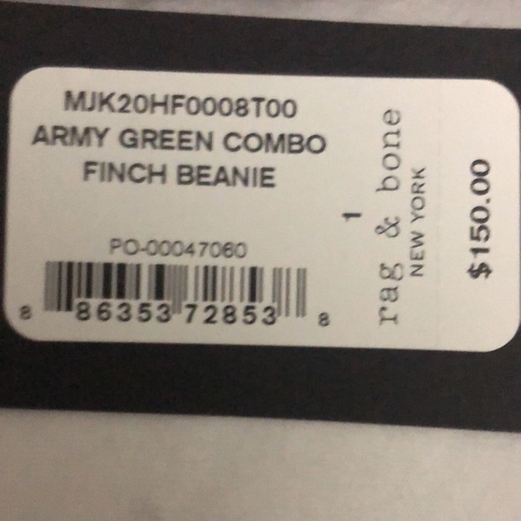 NWT rag & bone Finch Beanie Army Green Combo - Picture 8 of 8